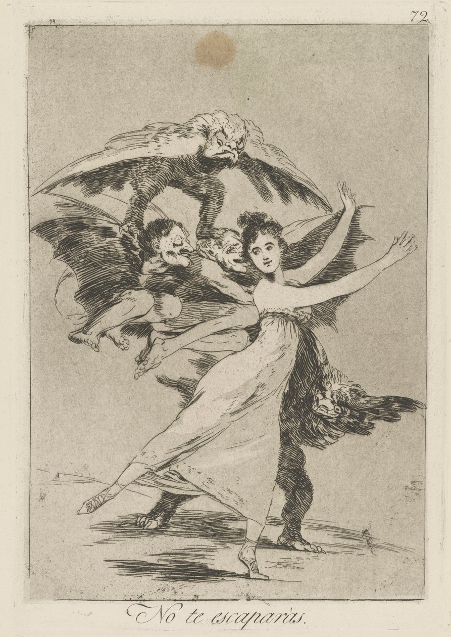 No te escaparás, Tavola 72 dalla serie Los caprichos da Francisco de Goya