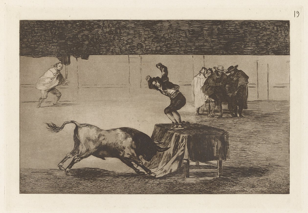 Otra locura suya en la misma plaza, Tavola 19 da La tauromaquia da Francisco de Goya