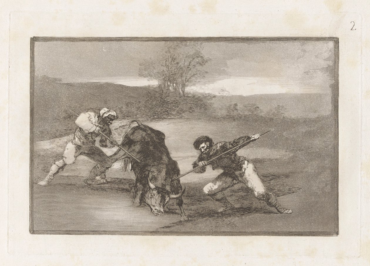 Un altro modo di cacciare a piedi, Tavola 2 da La tauromachia da Francisco de Goya
