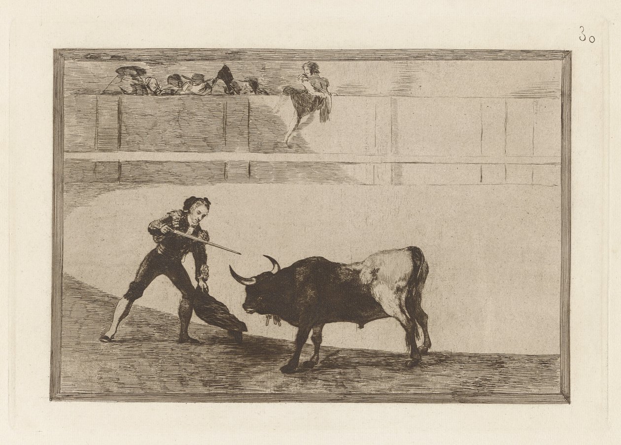 Pedro Romero uccidendo il toro fermo, Tavola 30 da La tauromachia da Francisco de Goya