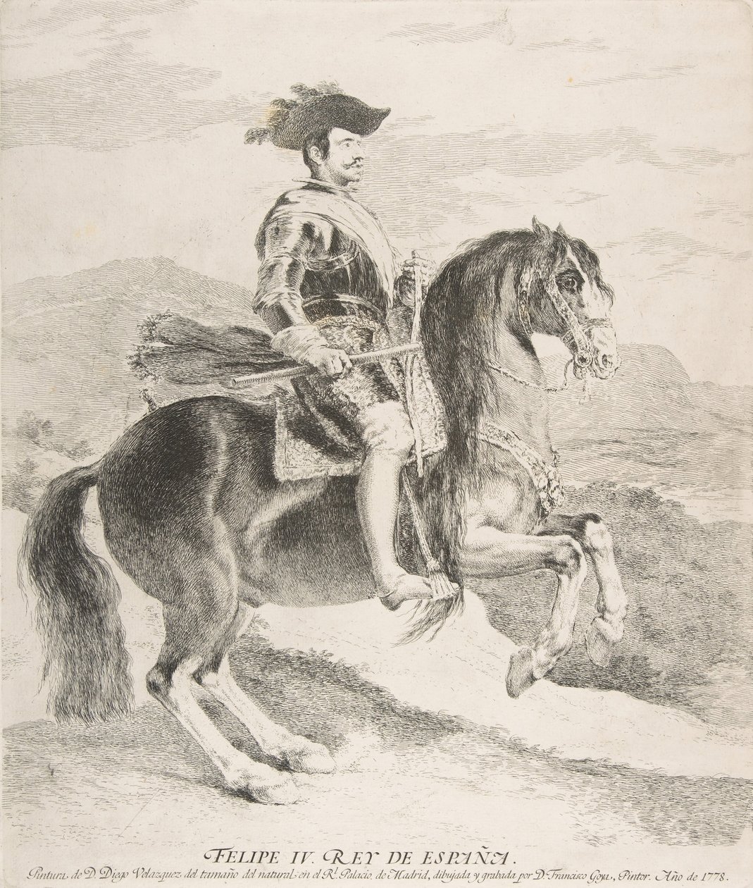 Filippo IV a cavallo, dopo Velázquez, 1778 da Francisco de Goya
