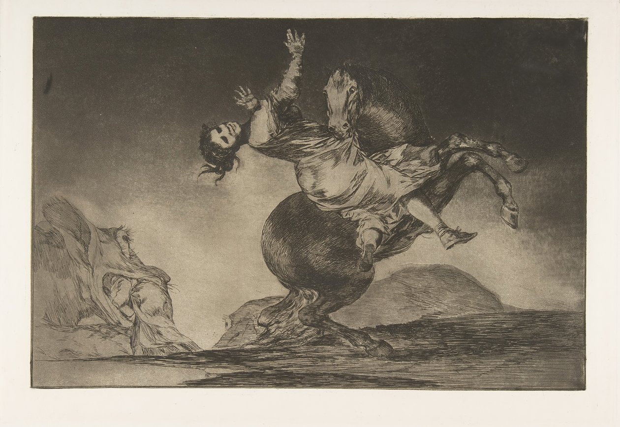 Tavola 10 dai Disparates: Il rapitore di cavalli da Francisco de Goya