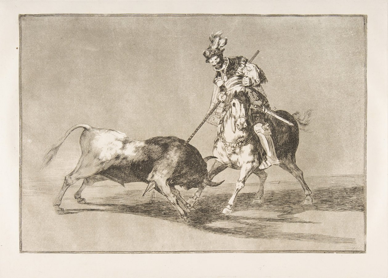 Tavola 11 dalla Tauromachia: Il Cid campeador infilza un altro toro, 1816 da Francisco de Goya