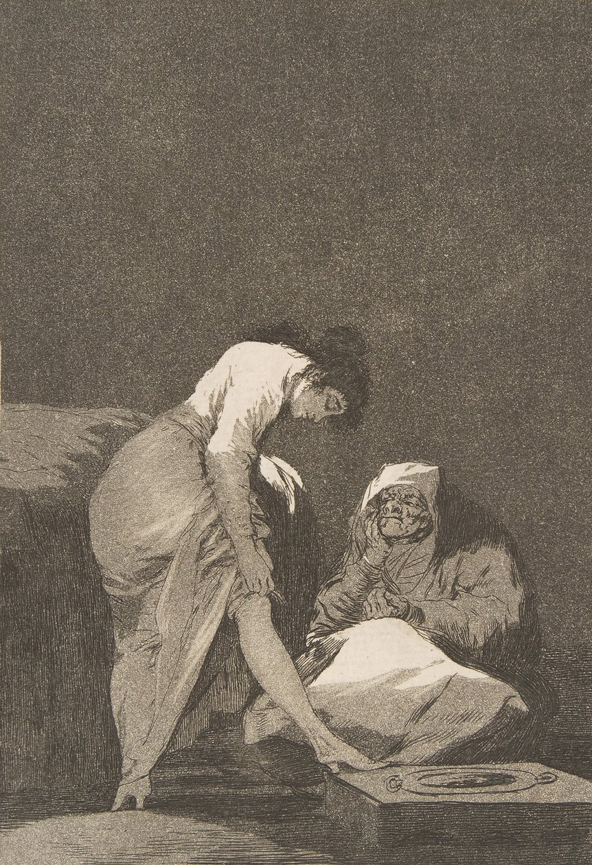 Tavola 17 da Los Caprichos: È ben tesa Bien tirada está., 1797-98 da Francisco de Goya