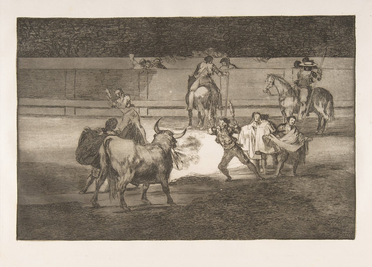 Tavola 31 della Tauromachia: Banderillas con petardi, 1816 da Francisco de Goya