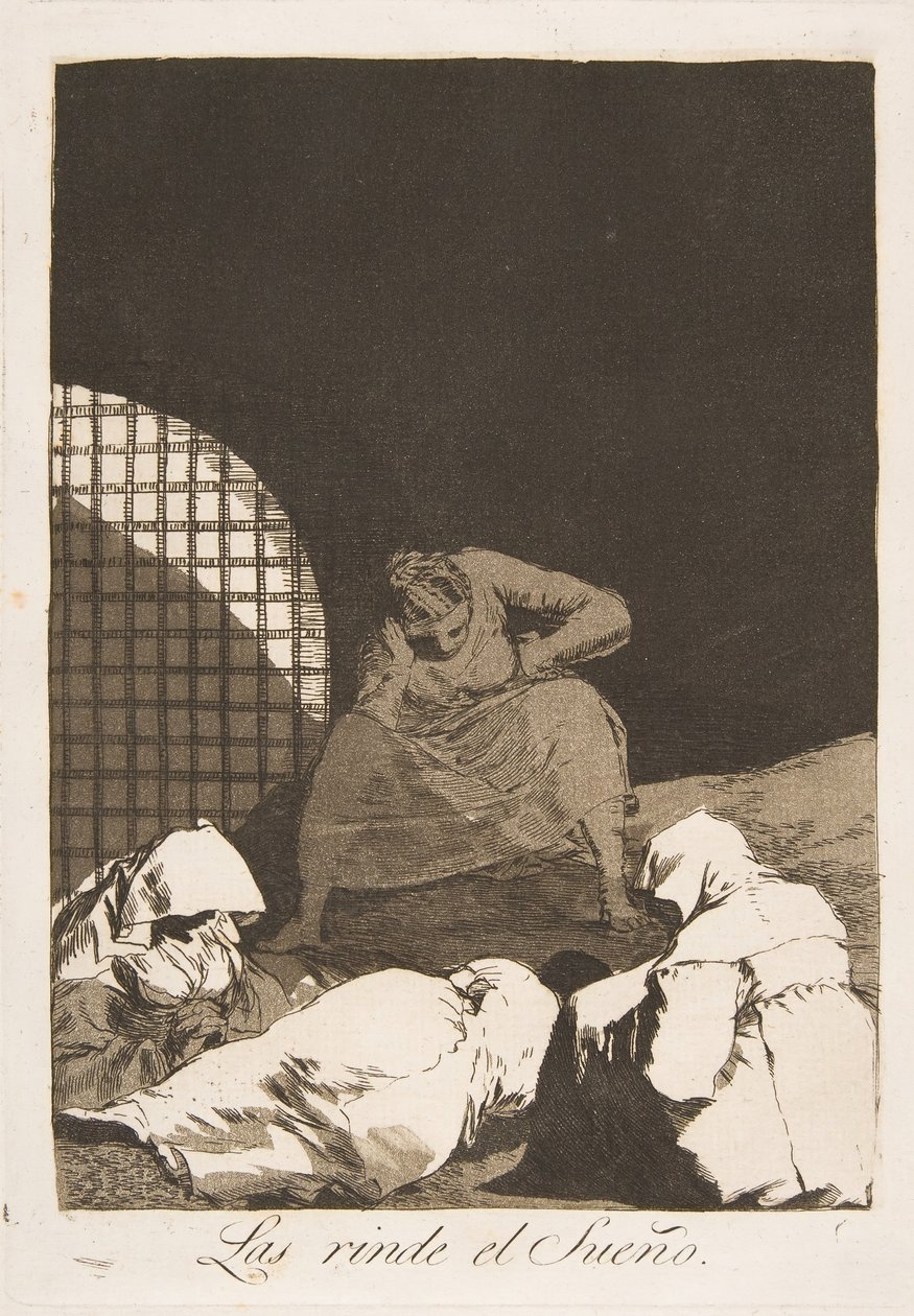 Piatto 34 da Los Caprichos: Il sonno li vince Las rinde el Sueño., 1799 da Francisco de Goya