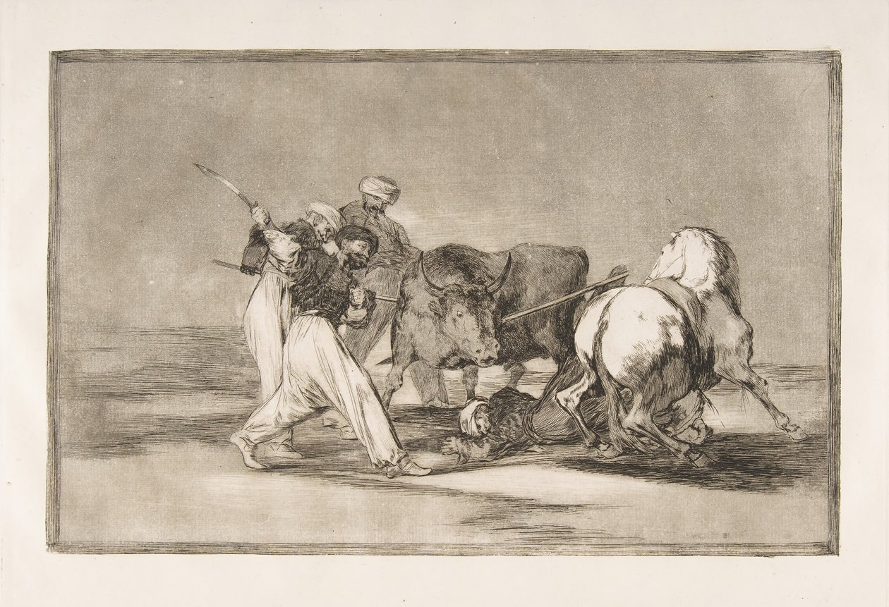 Tavola 3 della Tauromachia: I Mori si stabilirono in Spagna, abbandonando le superstizioni, 1816 da Francisco de Goya