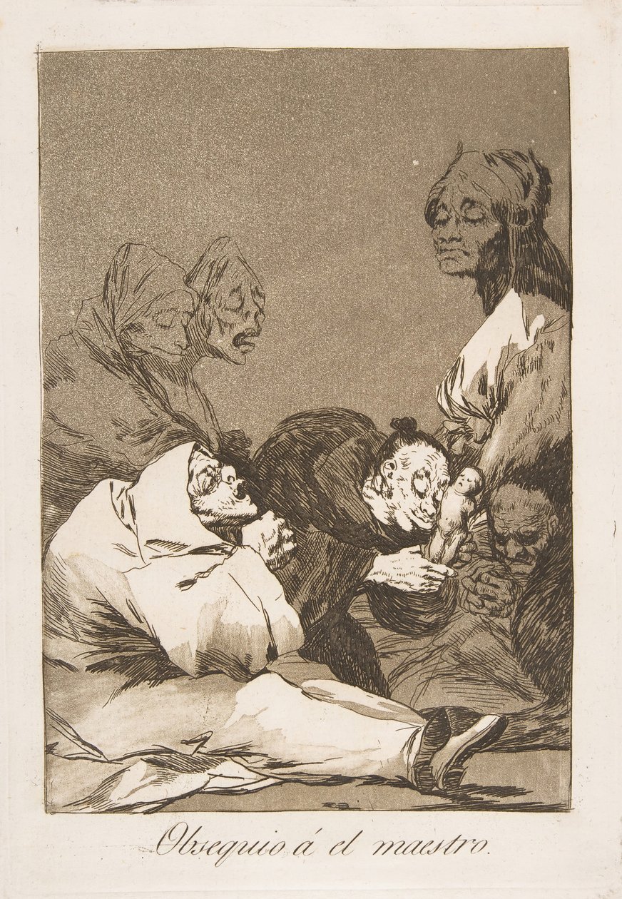 Tavola 47 da Los Caprichos: Un regalo per il maestro Obsequio al maestro da Francisco de Goya
