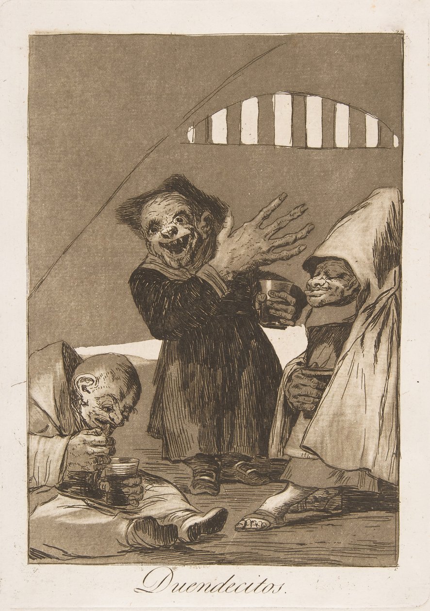 Tavola 49 da Los Caprichos: Hobgoblins Duendecitos da Francisco de Goya