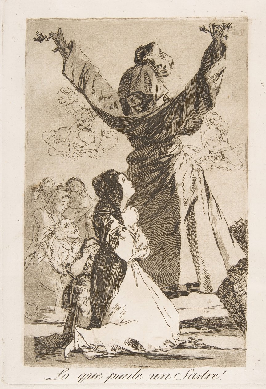 Tavola 52 da Los Caprichos: Cosa può fare un sarto! da Francisco de Goya