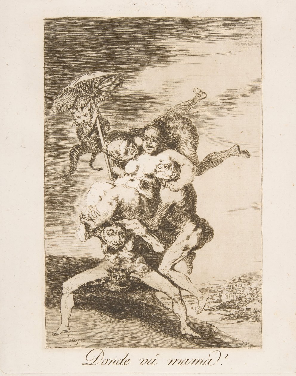 Tavola 65 da Los Caprichos: Dove va mamma, 1799 da Francisco de Goya