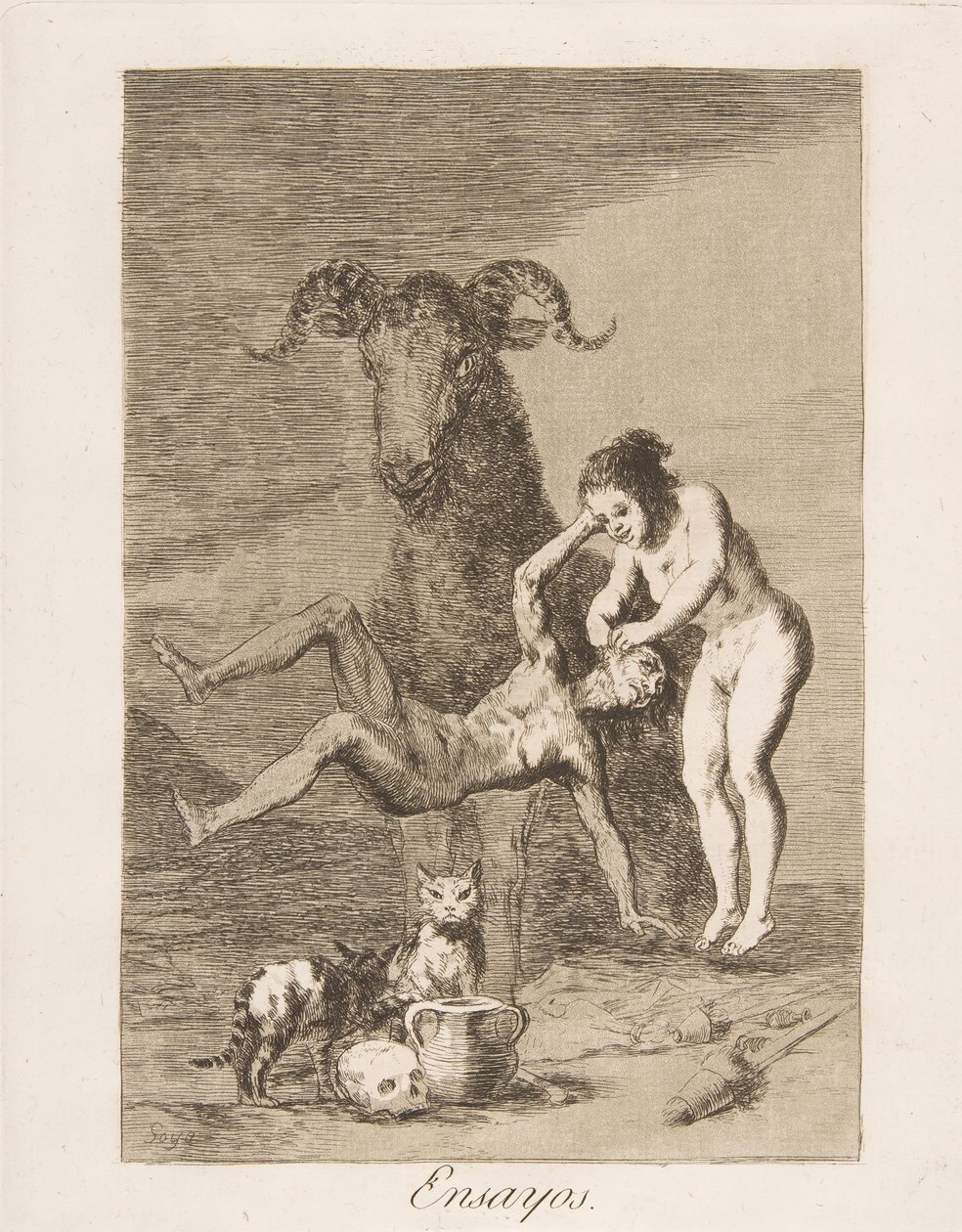 Tavola 60 da Los Caprichos: Prove Ensayos, 1799 da Francisco de Goya