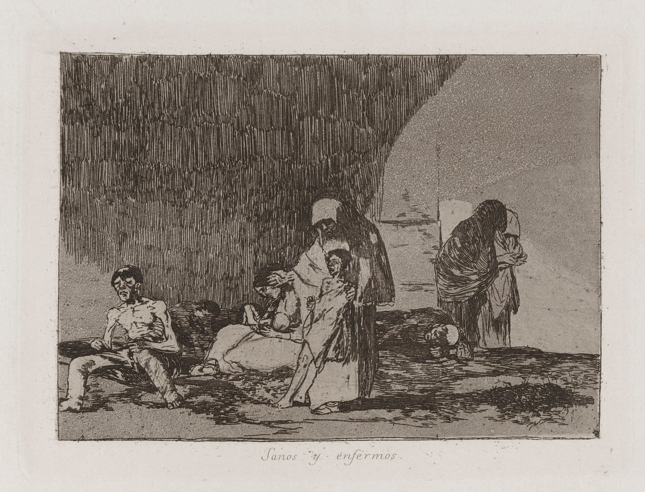 Sanos y enfermos (I sani e i malati), Tavola 57 da Los desastres de la guerra (I disastri della guerra) da Francisco de Goya