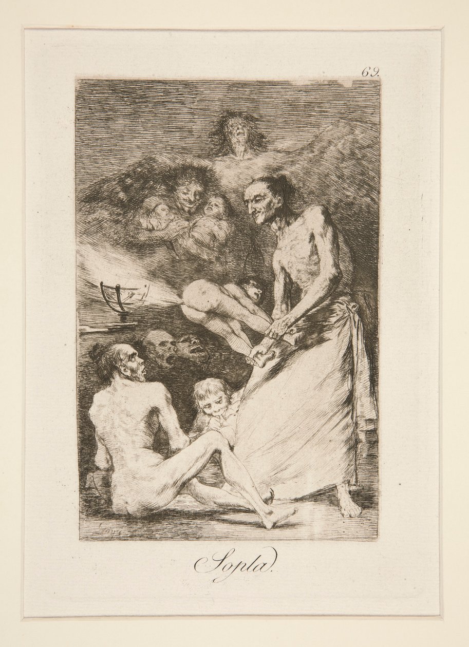 Sopla (Soffia), tav. 69 dalla serie Los caprichos da Francisco de Goya