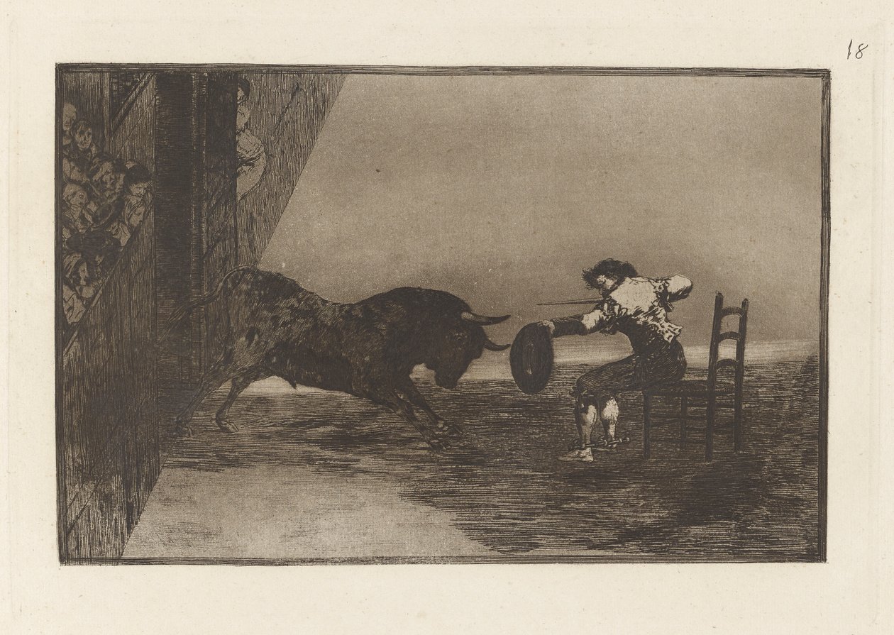 Temeridad de Martincho en la plaza de Zaragoza, tavola 18 da La tauromaquia da Francisco de Goya