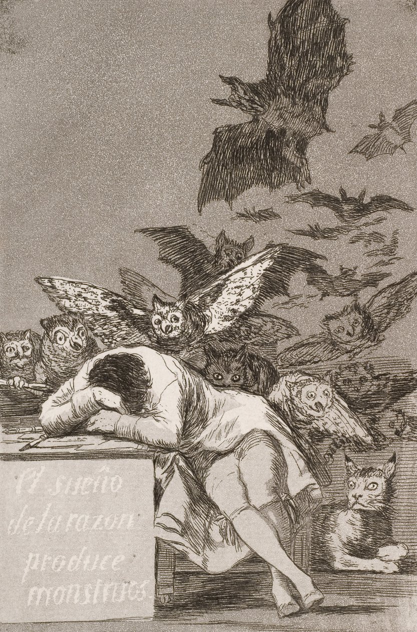 Il Sonno della Ragione Produce Mostri (No. 43), da Los Caprichos da Francisco de Goya