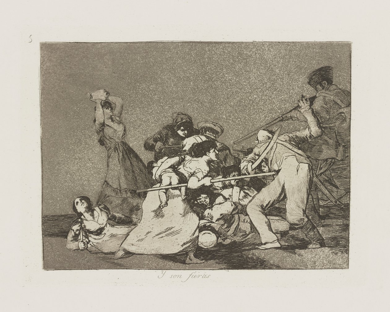 E sono come bestie selvagge, pl. 5 dalla serie I disastri della guerra da Francisco de Goya
