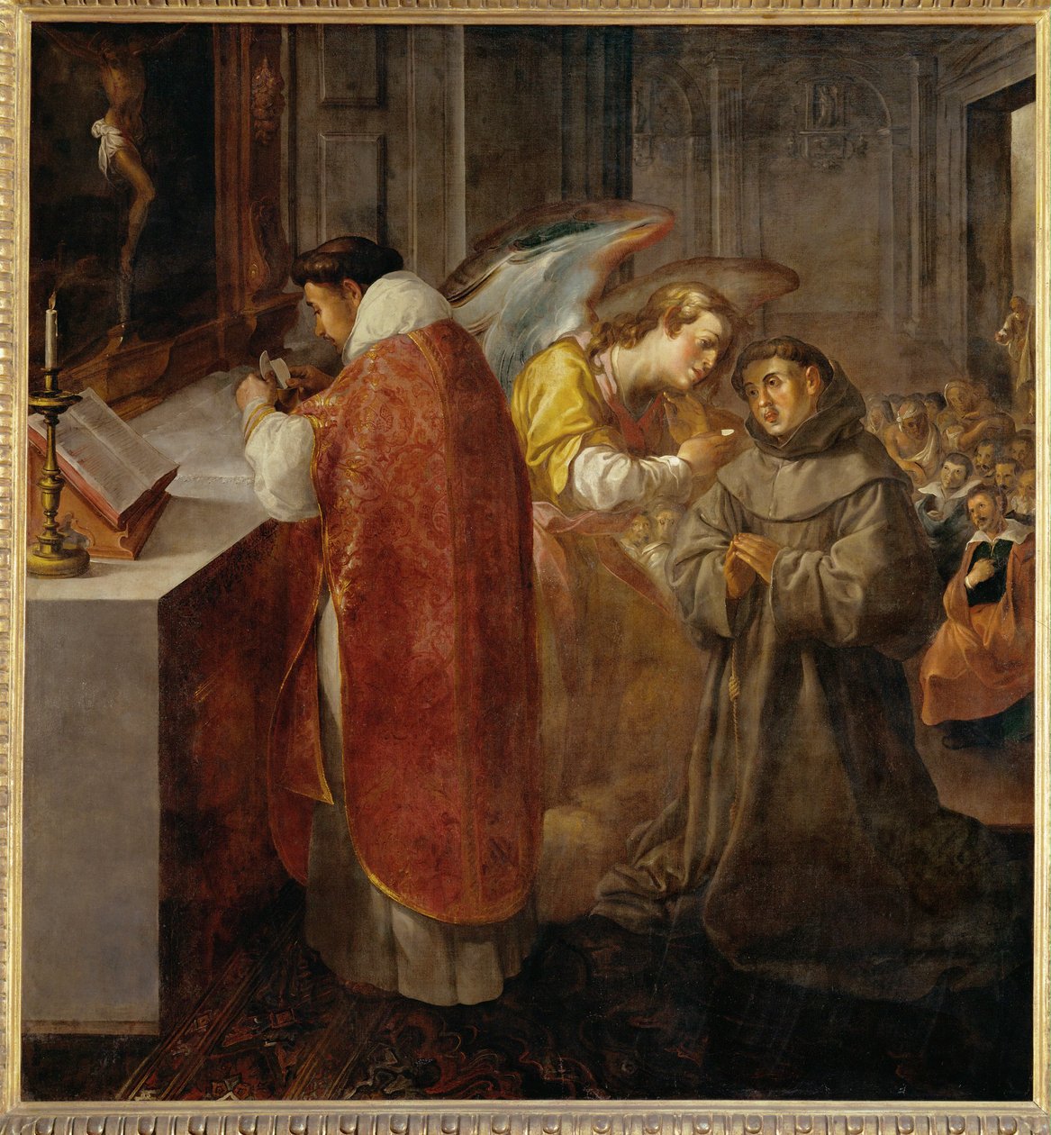 San Bonaventura che riceve la comunione dalle mani ... da Francisco Herrera