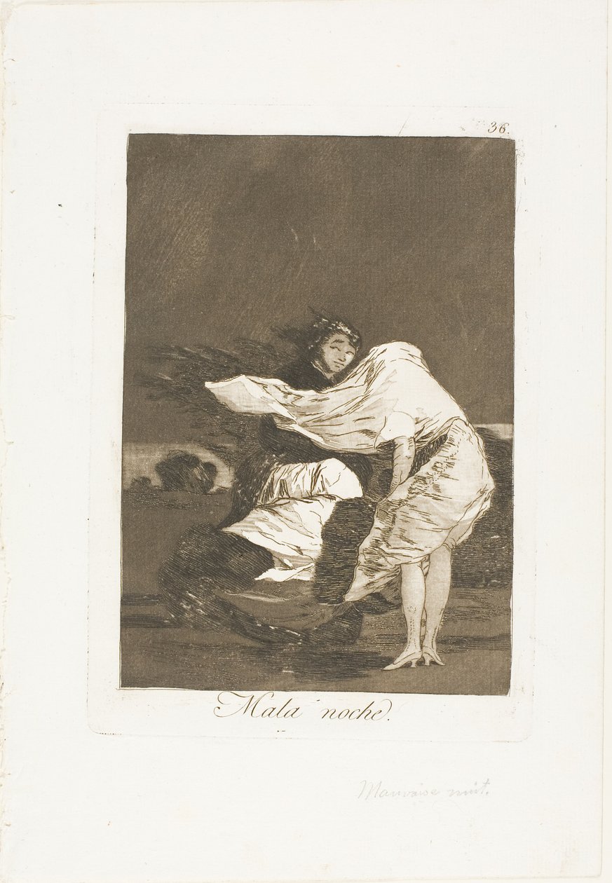 Una brutta notte, tavola 36 da Los Caprichos da Francisco Jose de Goya y Lucientes