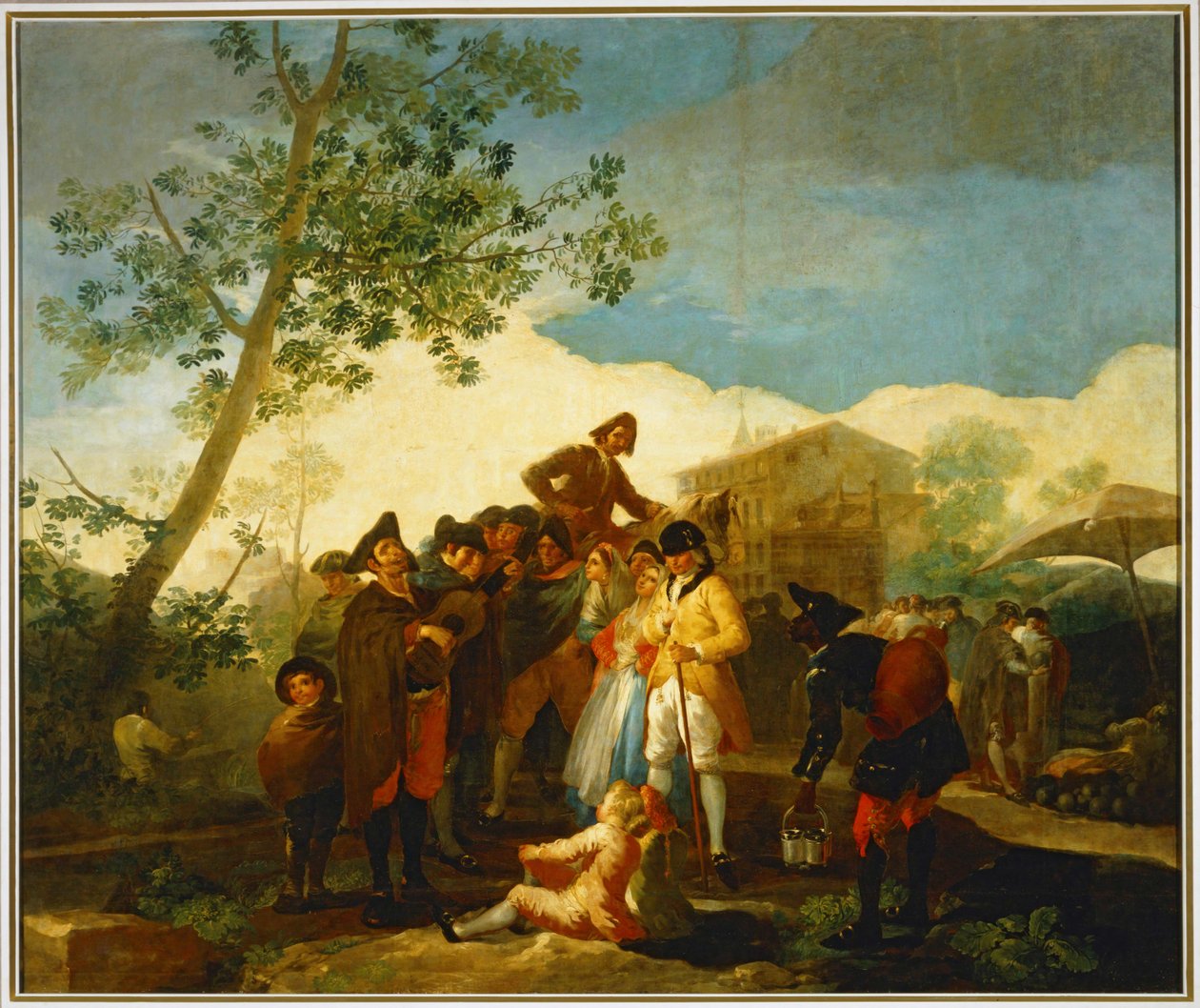 Un uomo cieco che suona la chitarra... (dipinto su tela) da Francisco Jose de Goya y Lucientes