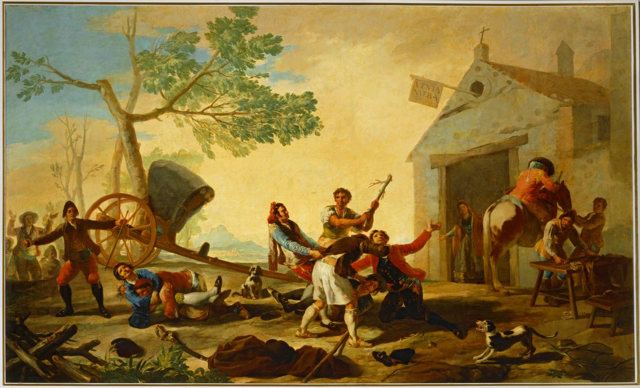 Una rissa fuori dalla nuova osteria... (dipinto su tela) da Francisco Jose de Goya y Lucientes