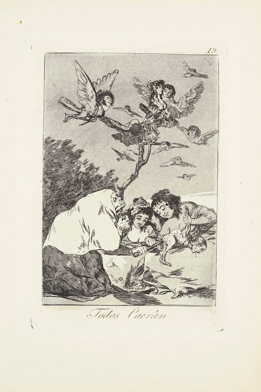 Tutti cadranno (Todos Caeràn) Tavola 19 da: Los Caprichos da Francisco Jose de Goya y Lucientes