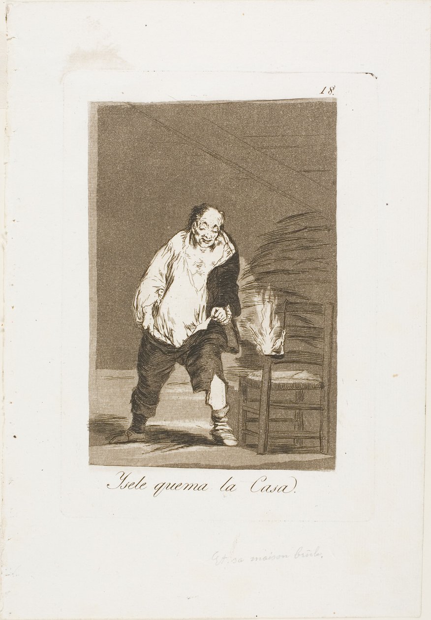 E la sua casa è in fiamme, tavola 18 da Los Caprichos da Francisco Jose de Goya y Lucientes