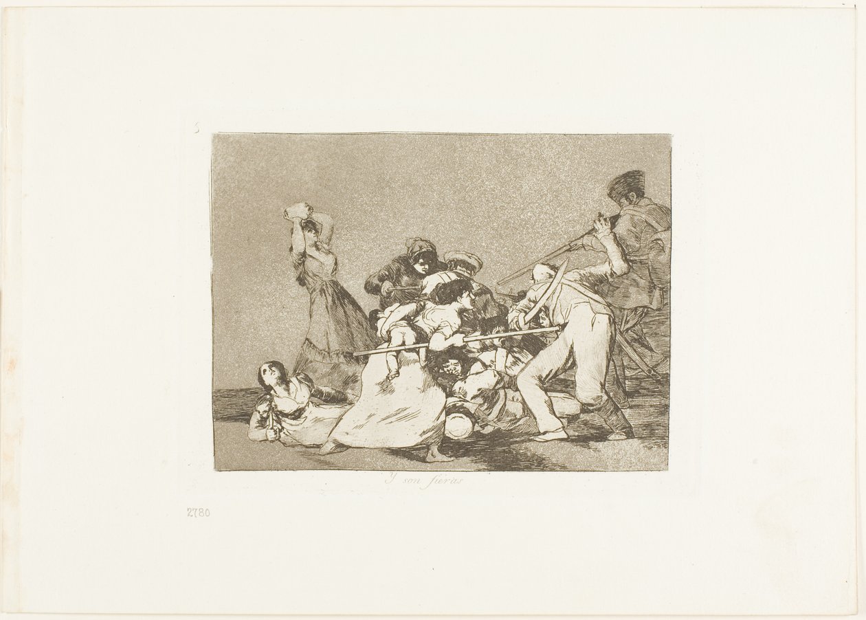 E sono come bestie selvagge, tavola cinque da I disastri della guerra da Francisco Jose de Goya y Lucientes