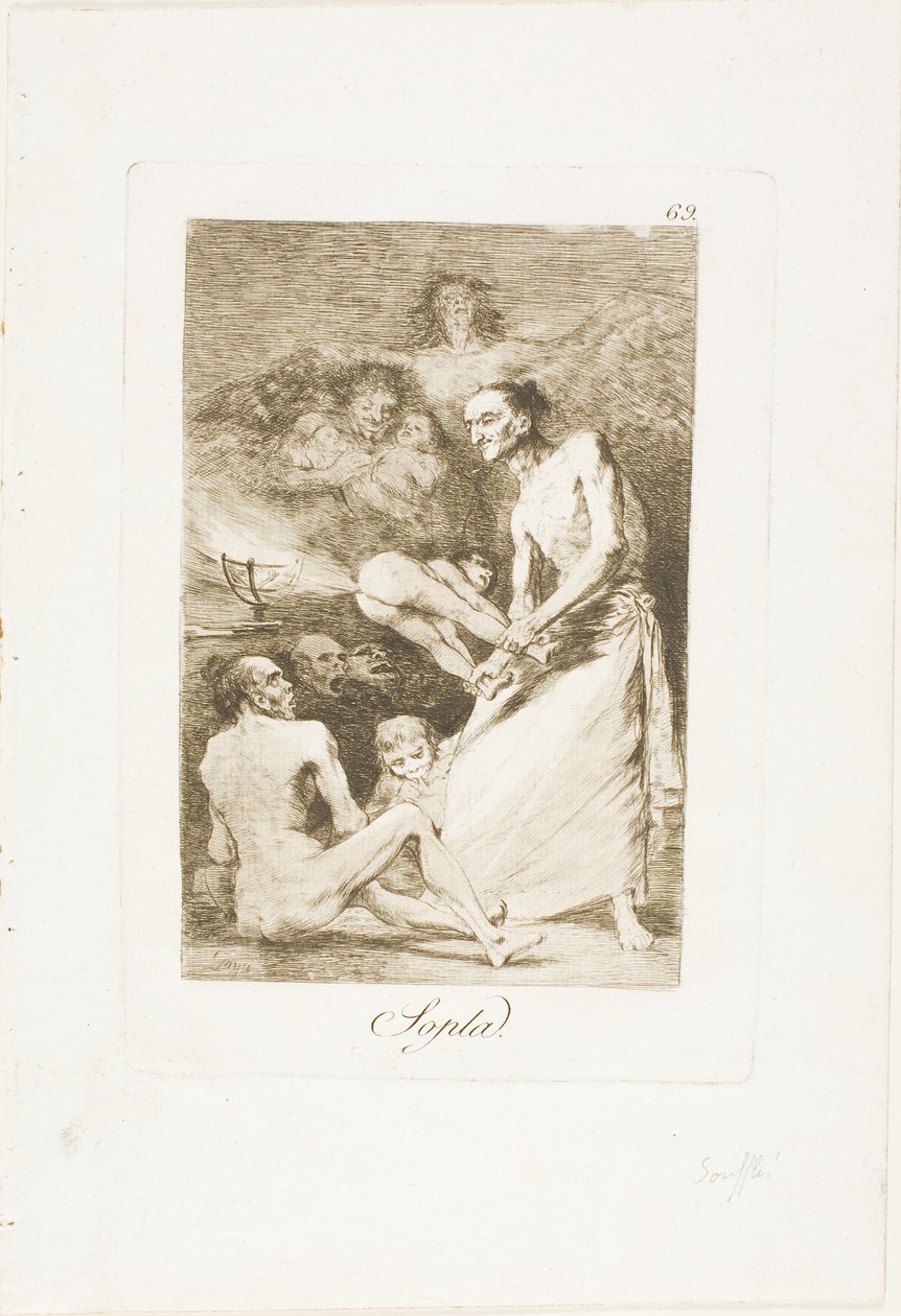 Soffio, tavola 69 da Los Caprichos da Francisco Jose de Goya y Lucientes