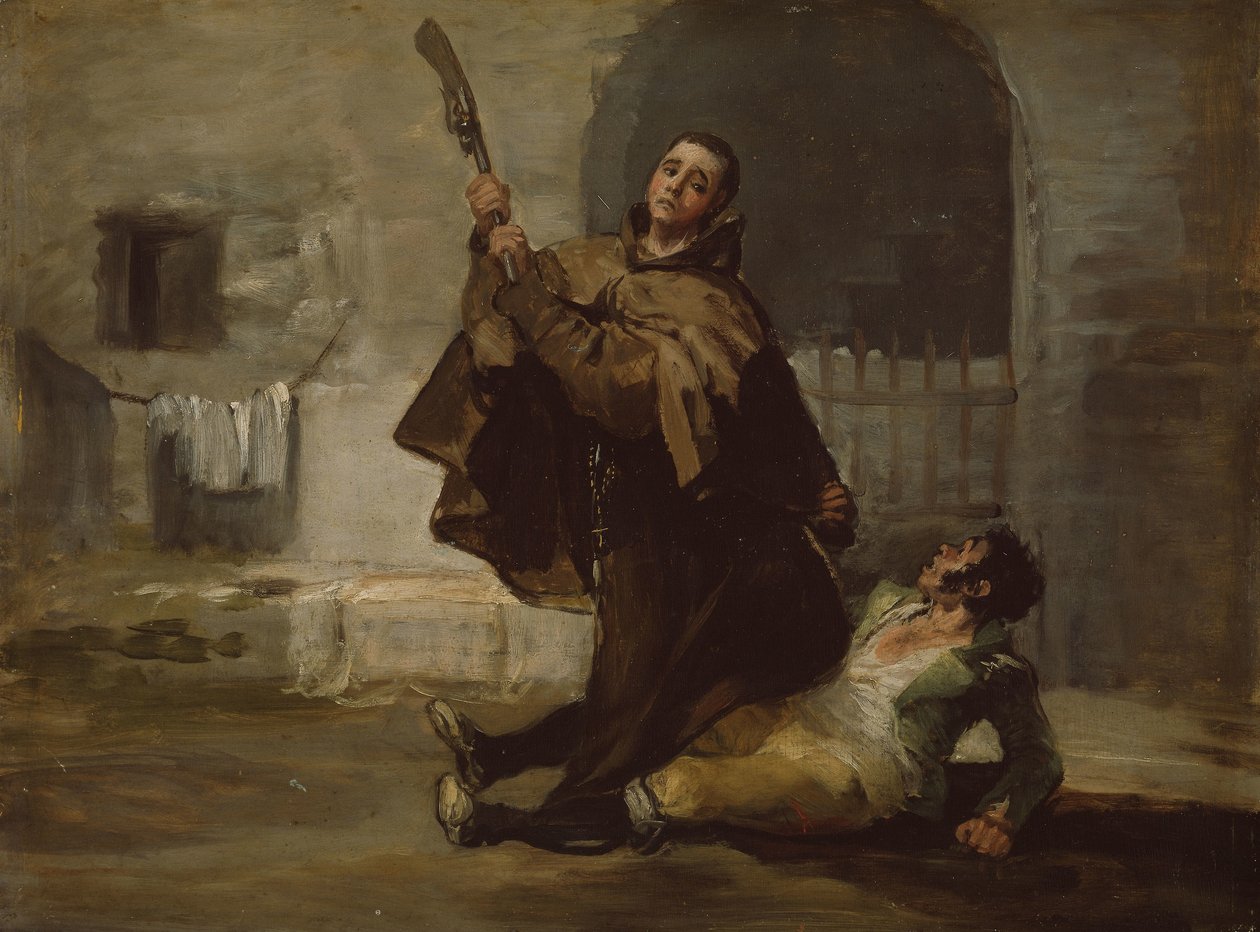 Frate Pedro Clubs El Maragato con il calcio della pistola, 1806 circa (olio su tavola) da Francisco Jose de Goya y Lucientes
