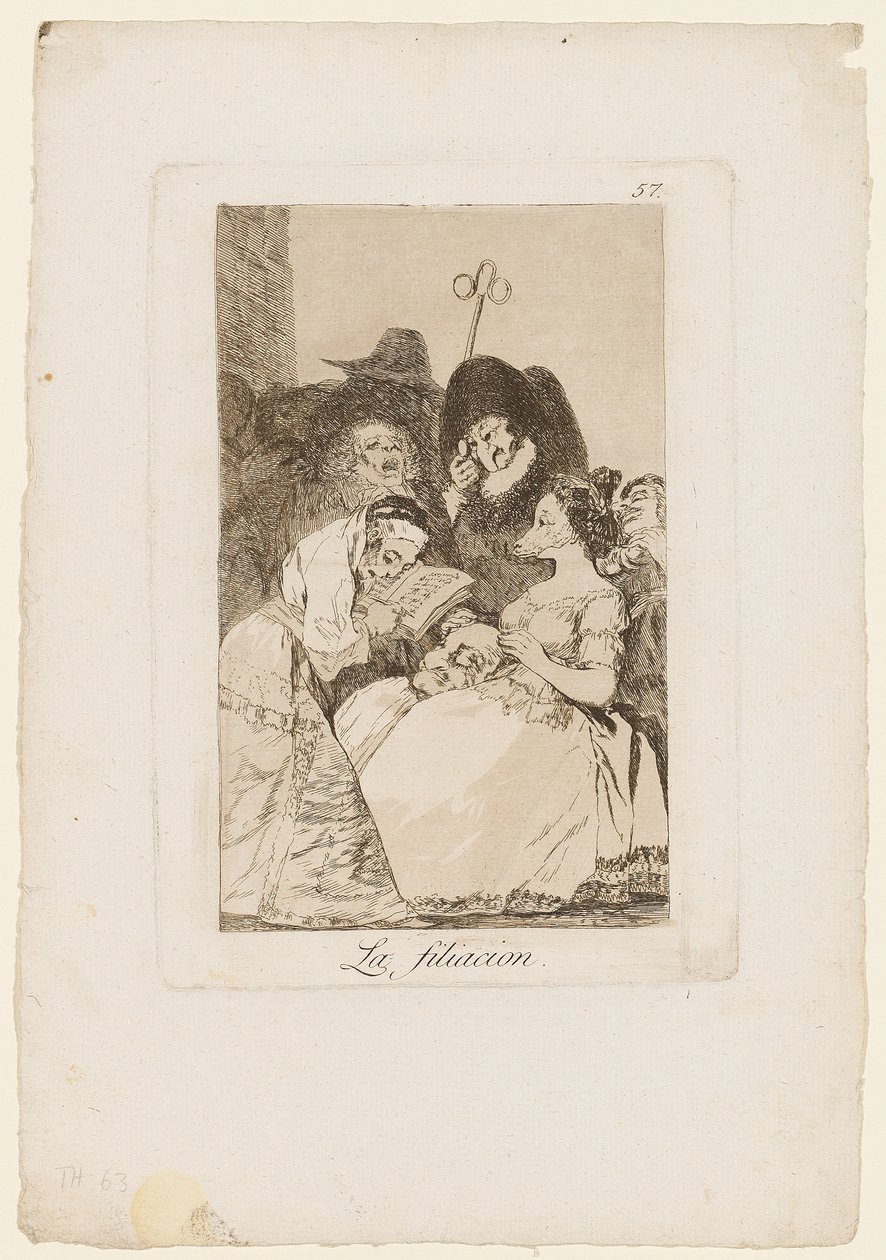 La Filiacion, tavola da "Los Caprichos", 1799 da Francisco de Goya