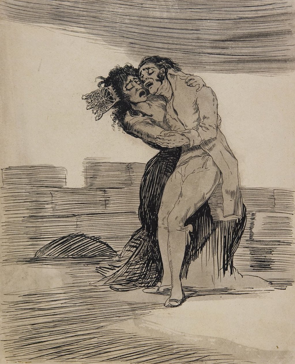 Uomo e donna che si abbracciano da Francisco Jose de Goya y Lucientes