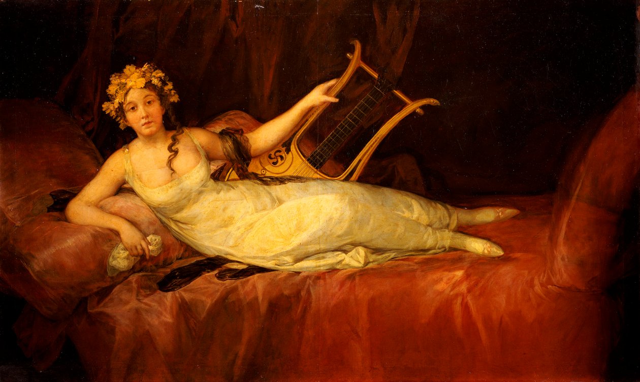 Ritratto della 10ª Marchesa de Santa Cruz come la Musa, Euterpe, 1805 da Francisco de Goya