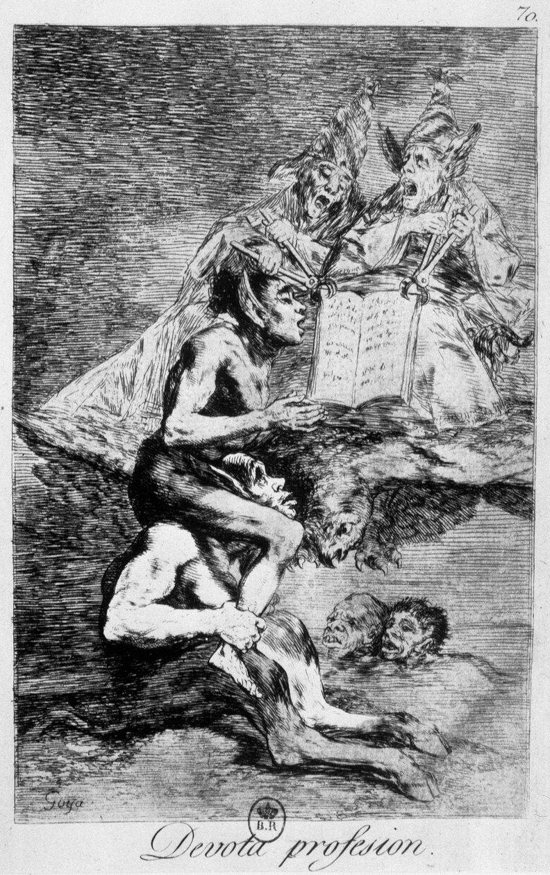 Professione di fede, scena di stregoneria con elfi di Goya, fine 18° secolo da Francisco de Goya
