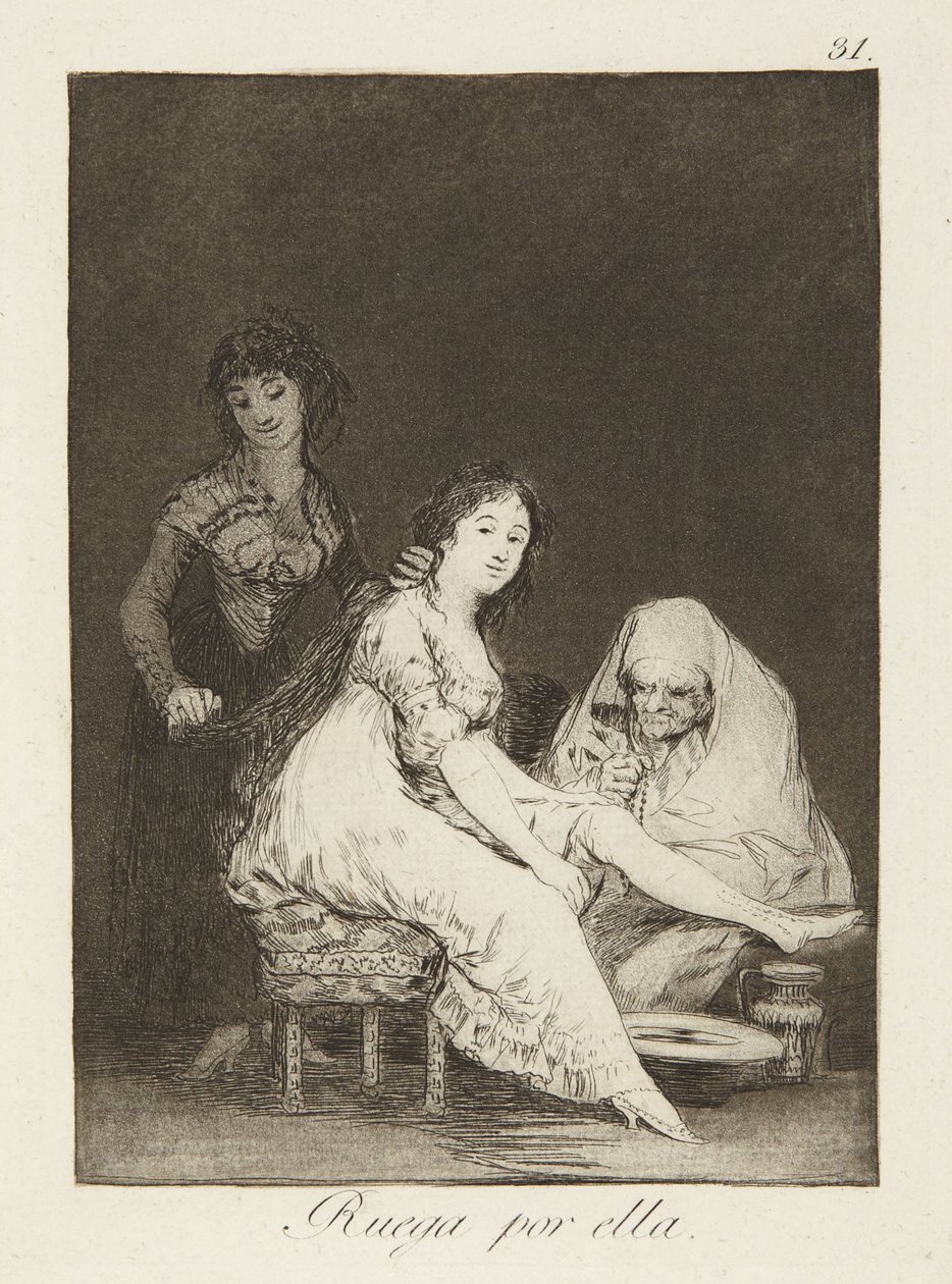 Prega per lei (She prays for her), tavola 31 da *Los Caprichos* da Francisco Jose de Goya y Lucientes