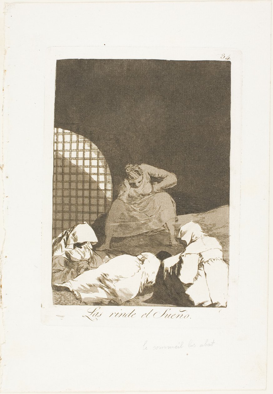 Il sonno li sopraffà, tavola 34 da Los Caprichos da Francisco Jose de Goya y Lucientes