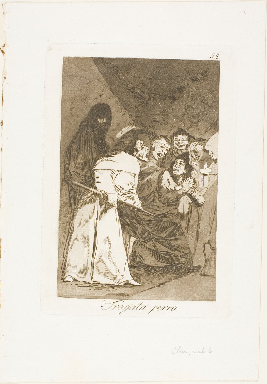 Ingoialo, cane, tavola 58 da Los Caprichos da Francisco Jose de Goya y Lucientes
