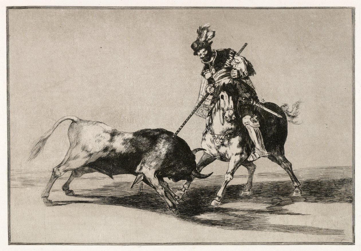 Il Cid Campeador che attacca un toro con la sua lancia da Francisco de Goya