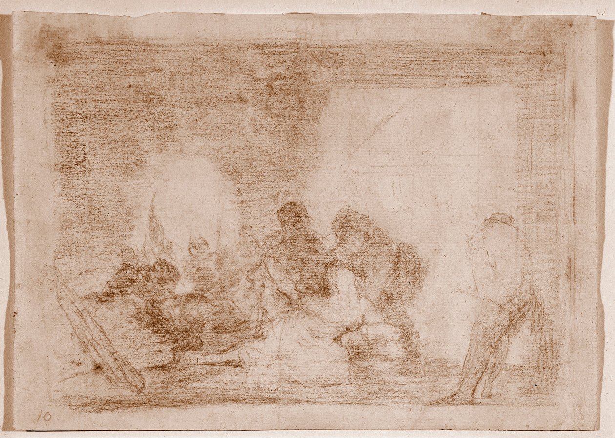I disastri della guerra: Un uomo testimone dello stupro di sua moglie (disegno) da Francisco de Goya