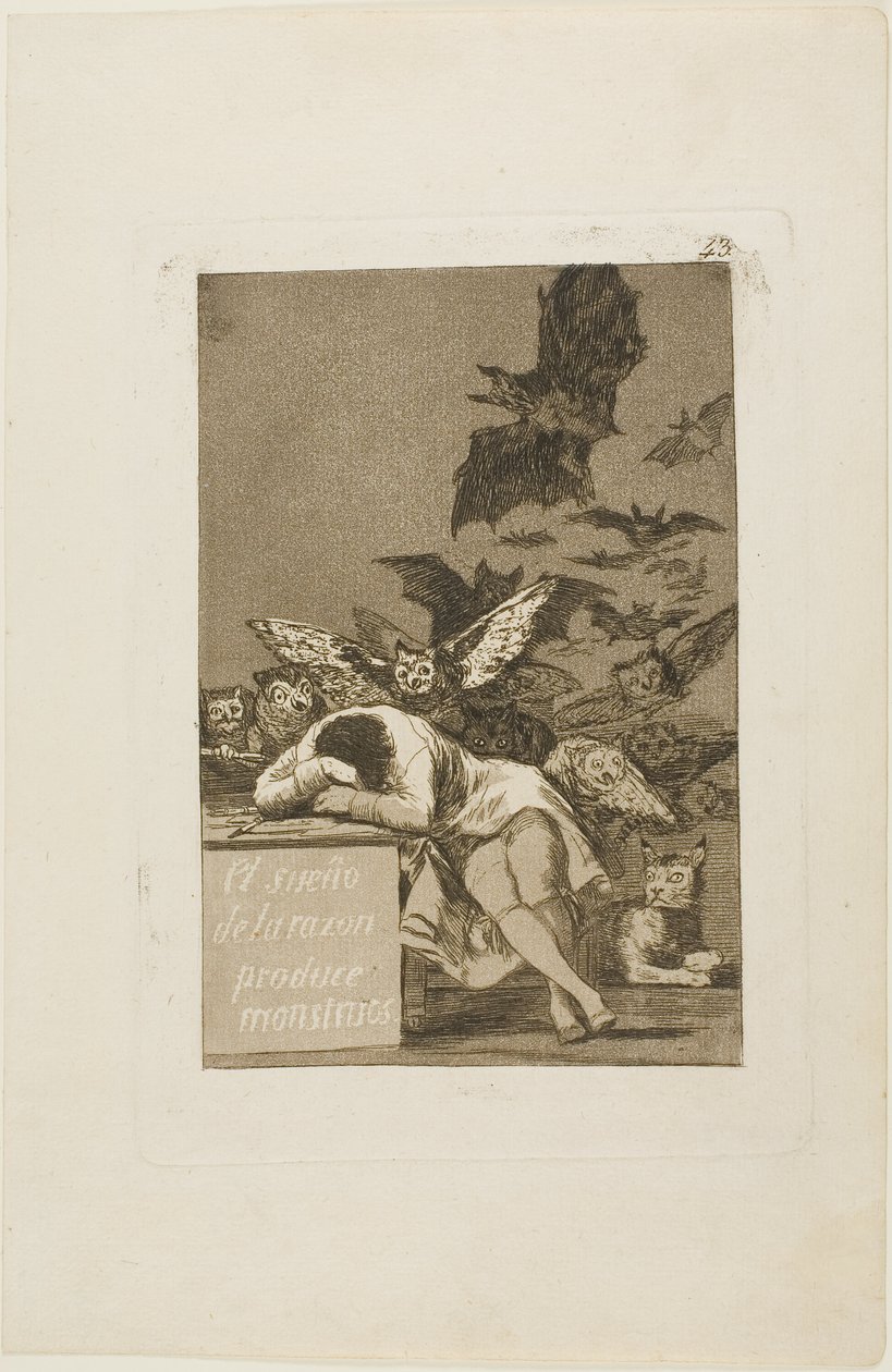 Il sonno della ragione genera mostri, tavola 43 da Los Caprichos da Francisco Jose de Goya y Lucientes