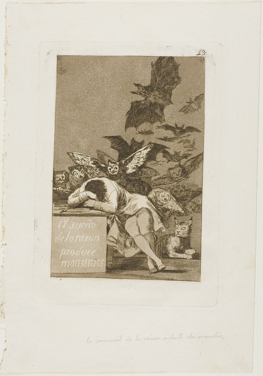 Il sonno della ragione genera mostri, tavola 43 da Los Caprichos da Francisco Jose de Goya y Lucientes