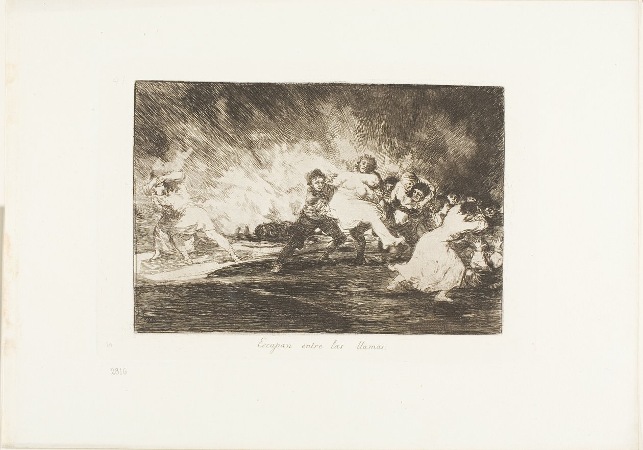 Fuggono attraverso le fiamme, tavola 41 da I disastri della guerra da Francisco Jose de Goya y Lucientes