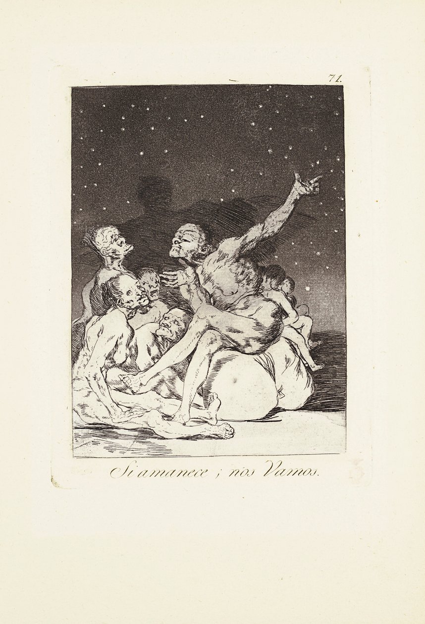 Quando spunta il giorno ce ne andremo (Si amanece; nos vamos) Tavola 71 da: Los Caprichos da Francisco Jose de Goya y Lucientes
