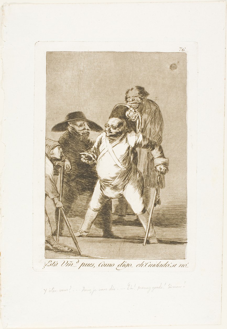 Capisci? ... bene, come dico... eh! Attento! altrimenti..., tavola 76 da Los Caprichos da Francisco Jose de Goya y Lucientes