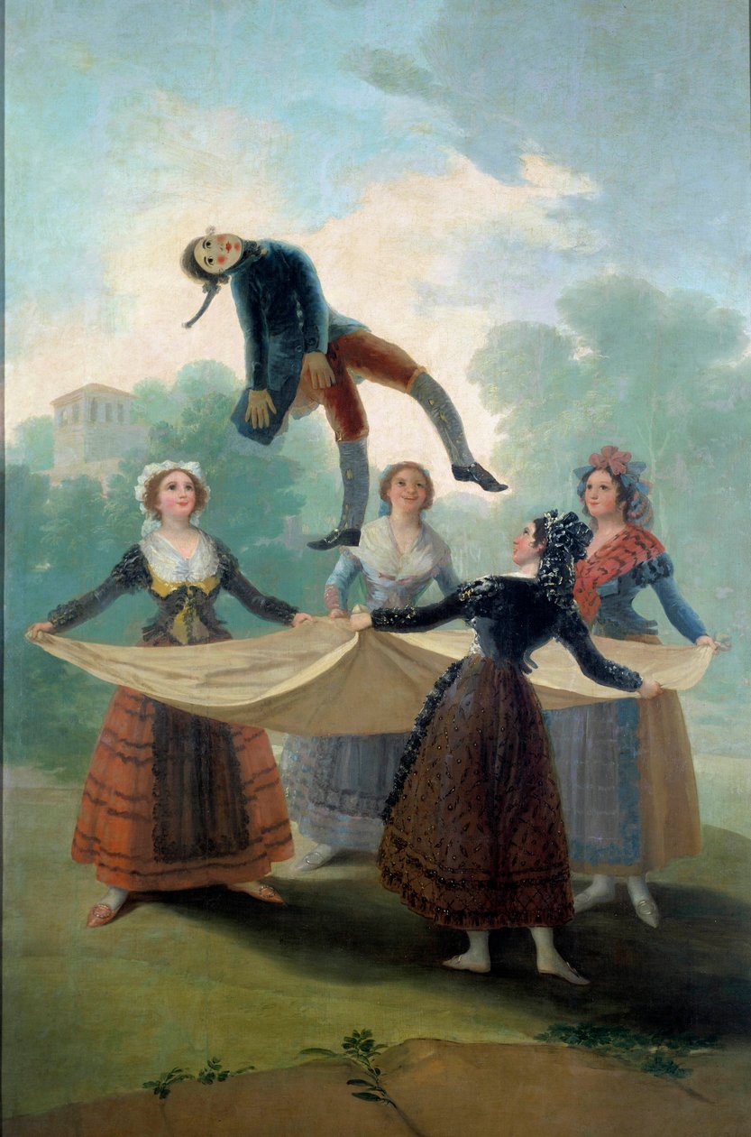 Giovani donne che lanciano in aria una bambola di pezza da Francisco de Goya