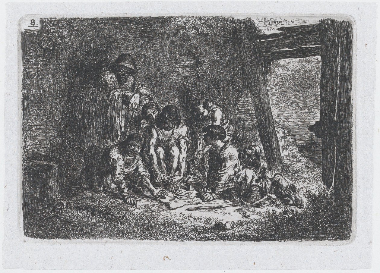 Gruppo di figure che giocano, dalla serie di costumi, 1850 da Francisco Lameyer Berenguer