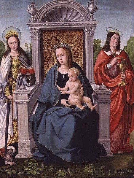 Madonna col Bambino con Santa Caterina e San Giovanni Evangelista, c.1530-40 da Francisco de (attr. to) Comontes