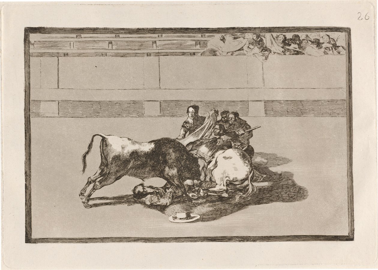 Caduta di un picador dal suo cavallo sotto il toro da Francisco de Goya