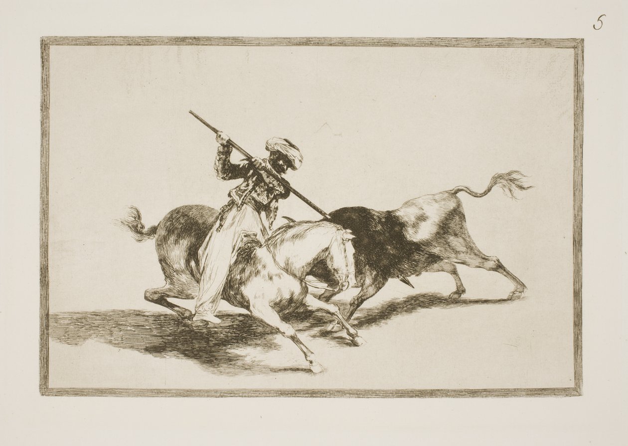 Il muratore ispirato Gazul è il primo a infilzare tori secondo le regole da Francisco de Goya