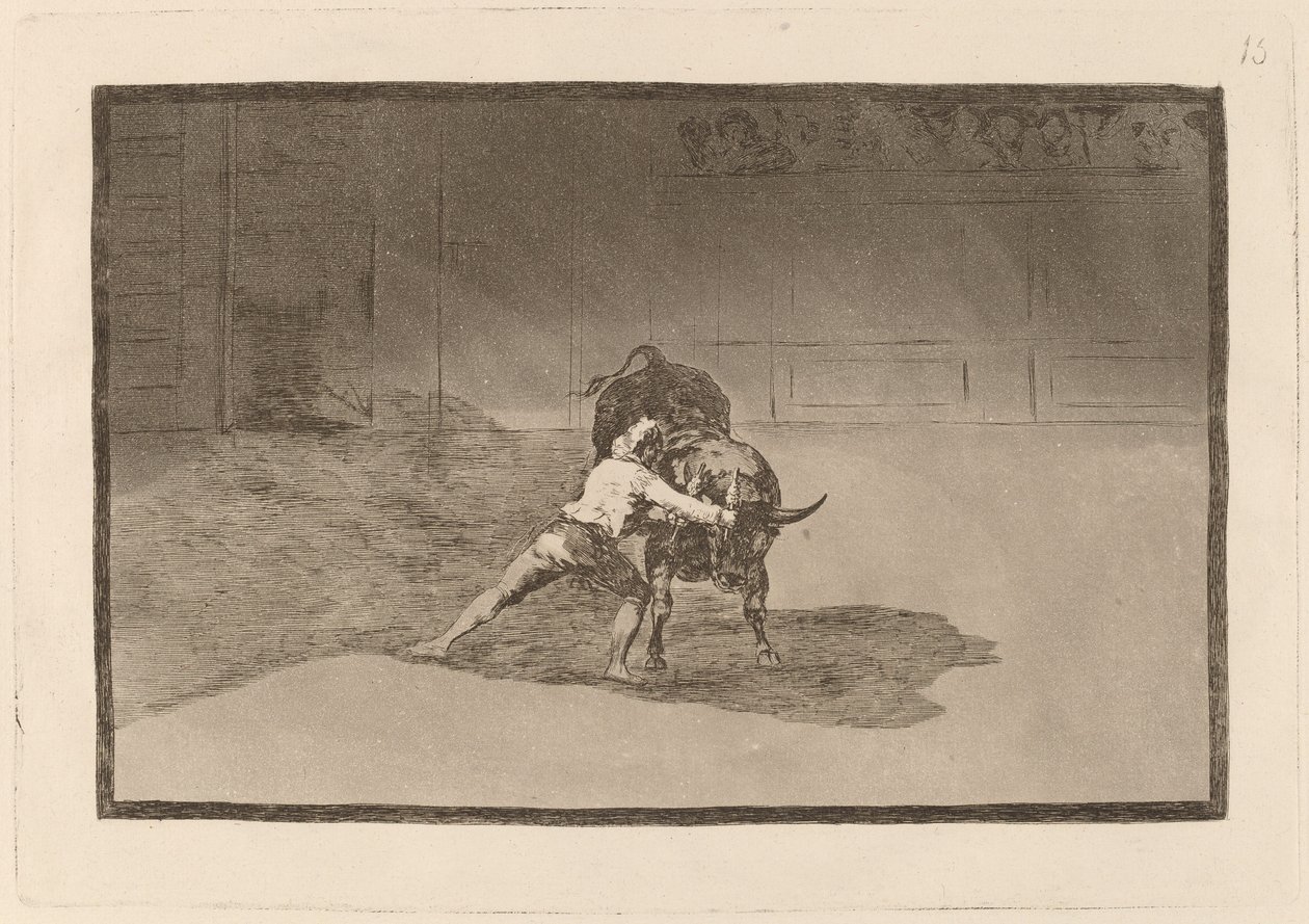 Il famoso Martincho mette le banderillas giocando con il toro con il movimento del suo corpo da Francisco de Goya